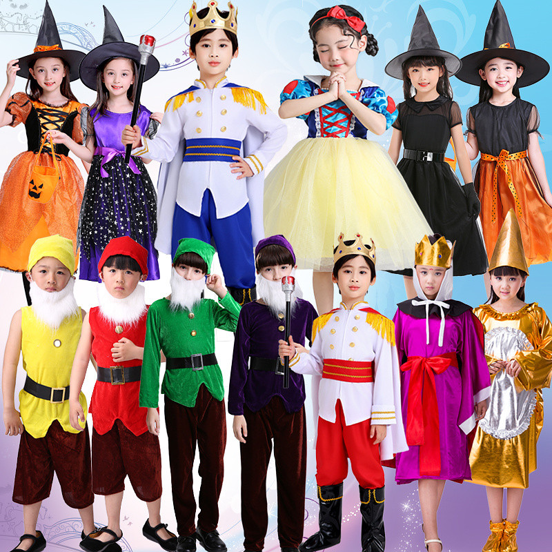 💕Chỗ💕 Quần Áo Trẻ Em Động Vật Múa Trang Phục Quần Áo Cho Bé Gái 3 Đến 12 Tuổi Bảy Chú Lùn / Bà Hoàng Trắng Nhân / Hoàng Tử Trang Phục Mới Lạ Halloween Giáng Sinh