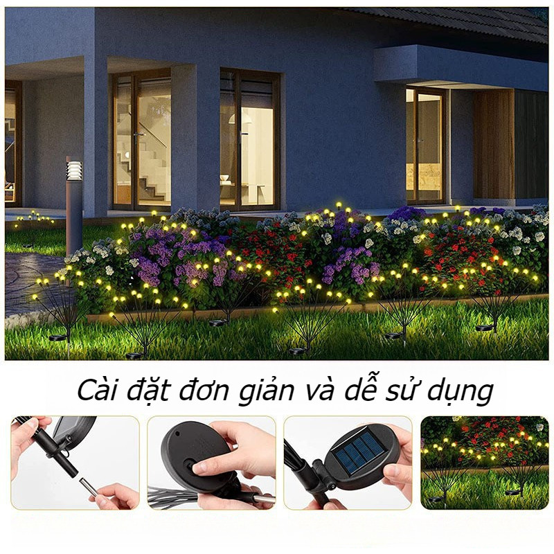 Đèn LED Đom Đóm Năng,Đom Đóm năng lượng mặt trời,đèn trang trí sân vườn ngoài trời chống nước