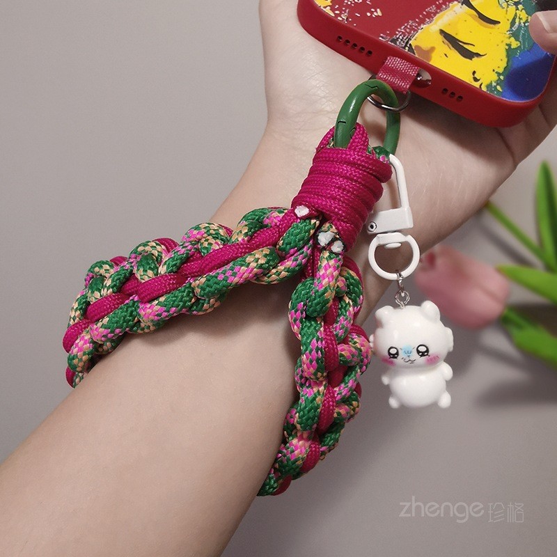 Điện Thoại Di Động Dây Cổ Tay Ngắn ins Thời Trang Nữ Mạnh Mẽ Bền Dây Dệt Tay Hoạt Hình Mặt Dây Chuyền Dễ Thương Mặt Dây Chuyền