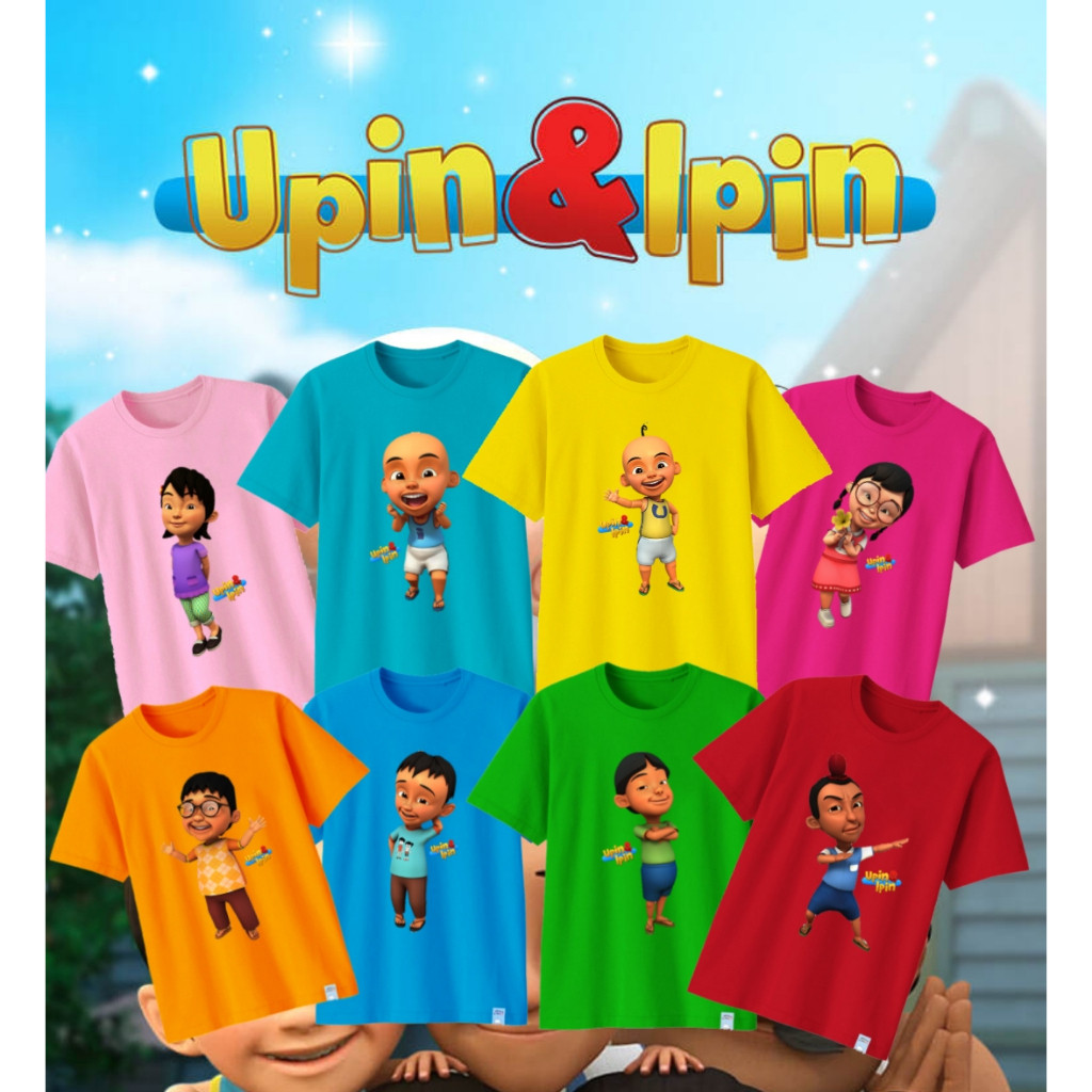 Áo thun trẻ em Upin Ipin in hình nhân vật dễ thương, thời trang & thoải mái cho trang phục hàng ngày của trẻ em