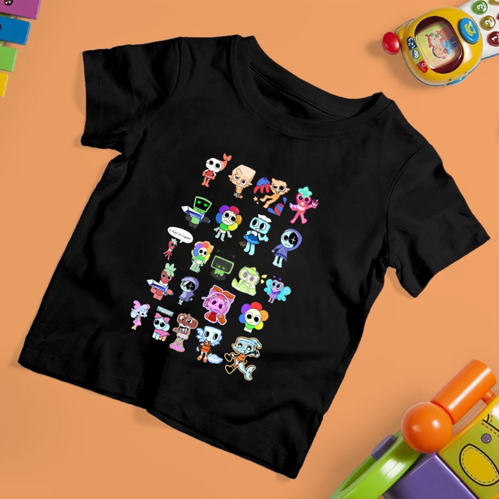 Áo thun trẻ em Dandy's World in hình hoạt hình hài hước, mềm mại và thoáng khí cho trang phục thường ngày mùa hè của trẻ em
