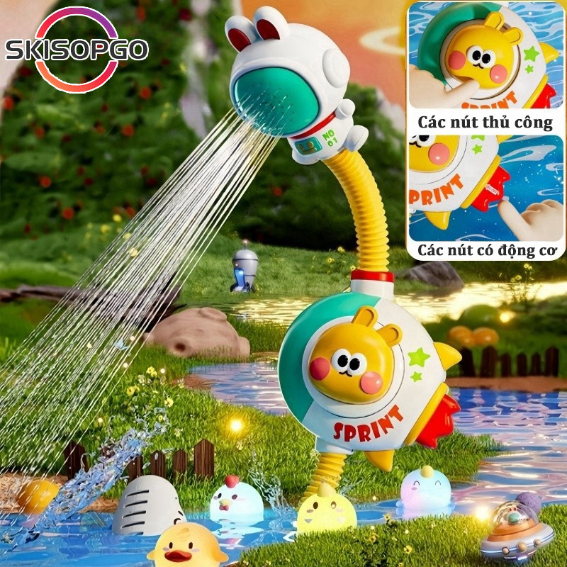 【SKISOPGO】Đồ chơi nhà tắm trẻ em phun nước tự động dễ thương kèm vòi sen – quà tặng mùa hè cho bé đi bể bơi