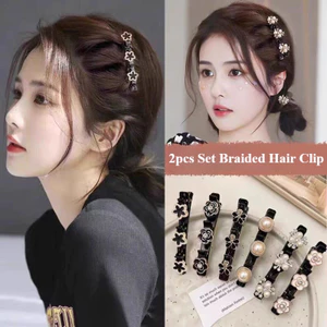 【Phụ Kiện Tóc】Set 2 Kẹp Tóc Mái Bện Lười Đẹp Thời Trang Hàn Quốc Cho Nữ