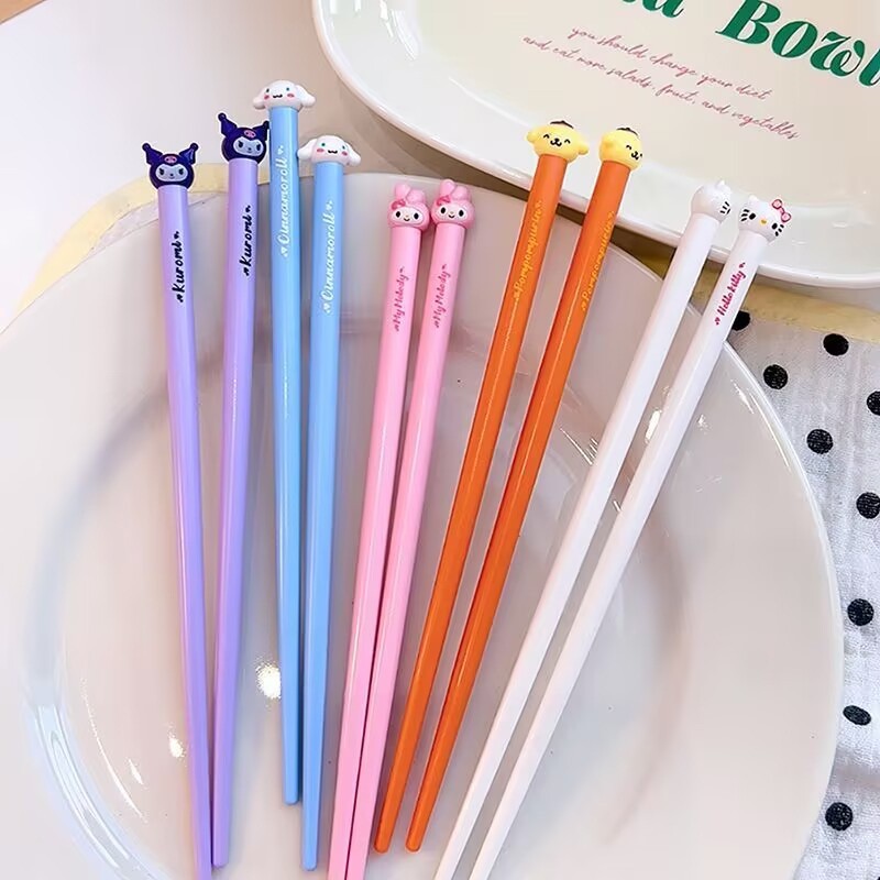 1 Đôi Sanrio Đũa Anime Kuromi Giai Điệu Cinnamoroll Hoạt Hình Có Thể Tái Sử Dụng Đũa Cho Sushi Thực Phẩm Đũa Bộ Đồ Ăn