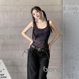 Áo Crop top nữ mùa hè không tay cổ chữ U hở lưng họa tiết cổ điển Áo bể in họa tiết cổ điển