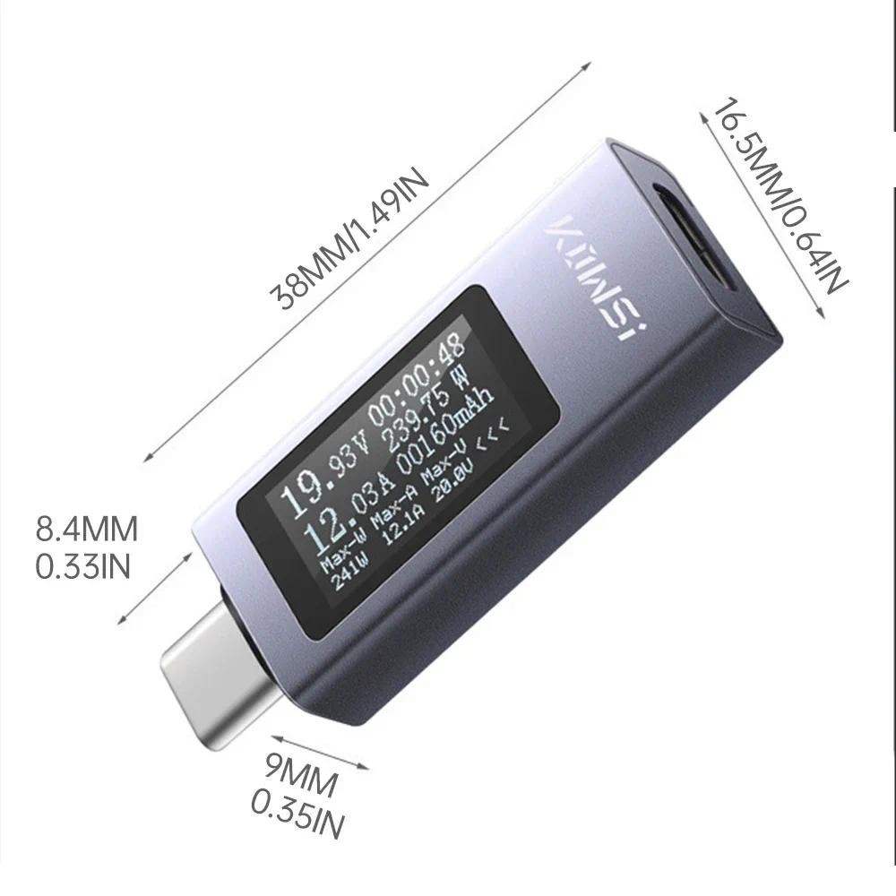 KWS-2101C Màn hình kỹ thuật số đa chức năng DC Ampe kế điện áp Máy đo công suất Type-c Máy kiểm tra sạc điện thoại di động DC 4-30V 0-12A