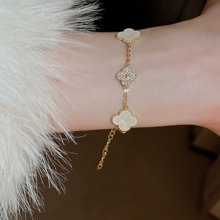 Vòng Tay Cỏ Ba Lá Hàn Quốc Có Thể Điều Chỉnh Vòng Tay Zircon Thời Trang Vòng Tay Thanh Lịch Cho Người Phụ Nữ Cô Gái Quà Tặng Phụ Kiện Trang Sức