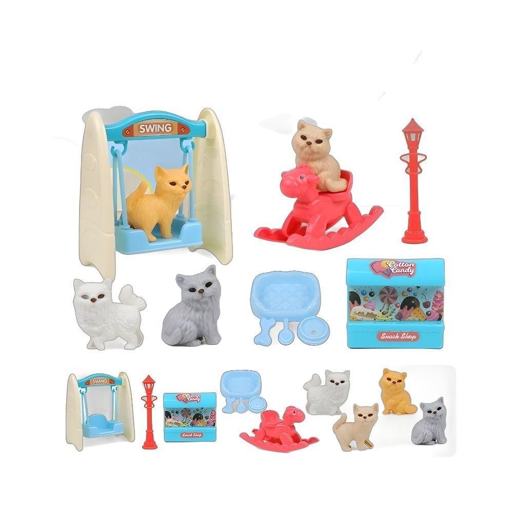 GOODH Đồ Chơi Chó Thú Cưng, Bộ Búp Bê Động Vật Chó Con Giả Vờ, Cảm Giác Thị Giác Mini Dễ Thương Cho Trẻ Em, Đồ Chơi Lồng Chó