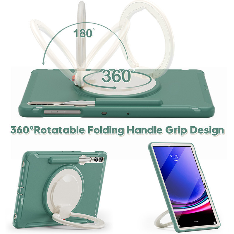 360° Ốp lưng chống sốc tay cầm xoay cho Samsung Tab S7 S8 X700 S9 X710 S9 FE S7 + S8 + X800 S9 + S9 Plus X810 S9 FE + S7 FE T730 Vỏ bảo vệ toàn thân