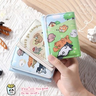 HOMEHAVEN Thẻ Tín Dụng Holoder, Da PU INS Phong Cách Tiền Xu Ví, Chó Mèo Con Dễ Thương Vintage 3 Gấp Ví Đựng Thẻ Cho Bé Gái Học Sinh Quà Tặng