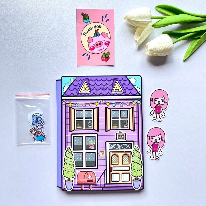 Bộ Sách Giấy Toca Boca DIY Yên Tĩnh Cho Nhà Búp Bê Đồ Chơi - Squishy - Kuromi - Đồ chơi giấy cho bé cắt dán tương tác