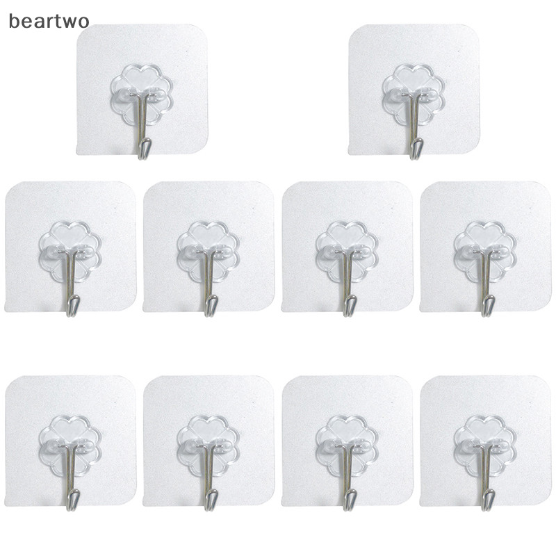 < Beartwo > 10 CÁI Móc treo tự dính chắc chắn bằng thép không gỉ trong suốt Móc treo chìa khóa cho nhà bếp Phòng tắm Tường cửa đa chức năng Đẹp