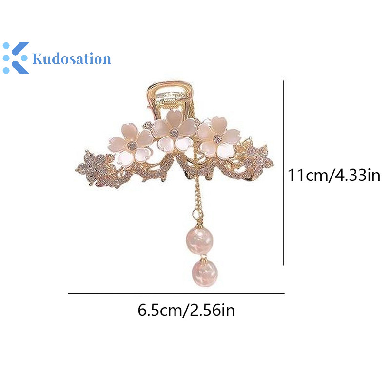 Kudosation Thanh Lịch -Vỏ Ngọc Trai Hoa Nhài sel Móng Vuốt Kẹp Kim Loại Nữ Trên Mặt Sau Của
