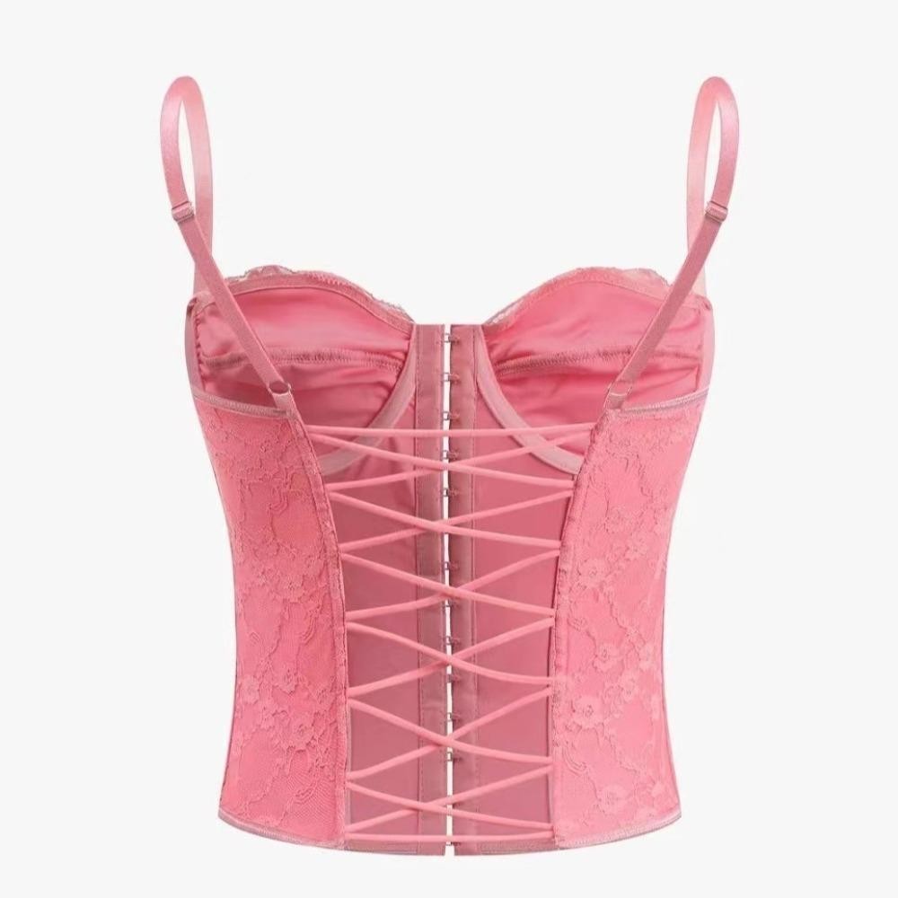 YICA Gợi Cảm Xương Cá Corset, Áo Ren Màu Trơn Mùa Hè, Áo Crop Top