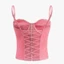 Corset xương cá màu xám gợi cảm, áo croptop ren mát mẻ cho mùa hè, vest nữ thời trang