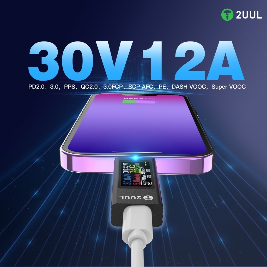 2UUL PW21 Mini Sạc Mate Detector Phát Hiện Dòng Điện Hai Chiều Đo Sạc Cho Điện Thoại Di Động Dụng Cụ Sạc