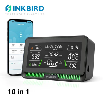 Máy đo chất lượng không khí INKBIRD IAQM-129-W WiFi 10 trong 1 CO2 Độ ẩm nhiệt độ AQI Màn hình PM2.5 PM10 Máy kiểm tra máy dò TVOC HCHO