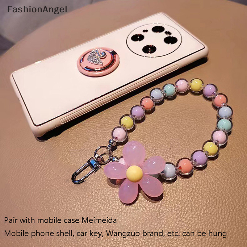 Fashionangel 1Pc Hoa Nhiều Màu Sắc Đính Hạt Điện Thoại Di Động Dây Đeo Quyến Rũ Dây Xích Nữ Cô Gái TH