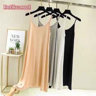 Phụ Nữ Modal Váy Không Tay Mỏng Trơn Thoải Mái Thường Ngày Loungewear Mùa Hè 2025 Cổ Tròn Dài Đầm Size Lớn Vừa Đầm