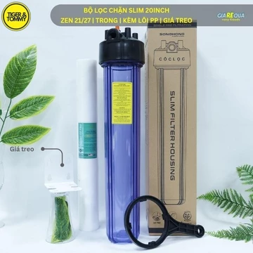 Bộ lọc thô, lọc chặn đầu nguồn 20 inch ( phân loại bán lẻ và bán kèm bộ lõi PP và giá treo sắt) ( ko bao gồm cút nối)