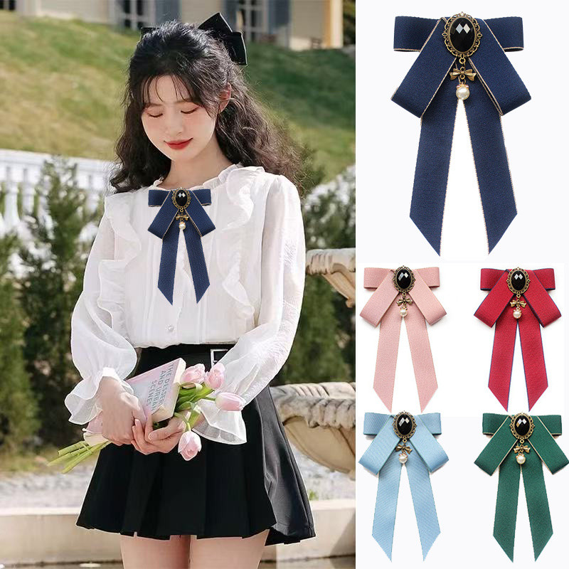【 Yunyuan 】 Phong Cách Đại Học Anh Phong Cách Hàn Quốc Ren Ruy Băng Ngọc Trai Sinh Viên Đa Năng Ngọt Ngào Dễ Thương Áo Sơ Mi Trang Trí Thắt Nơ Nữ