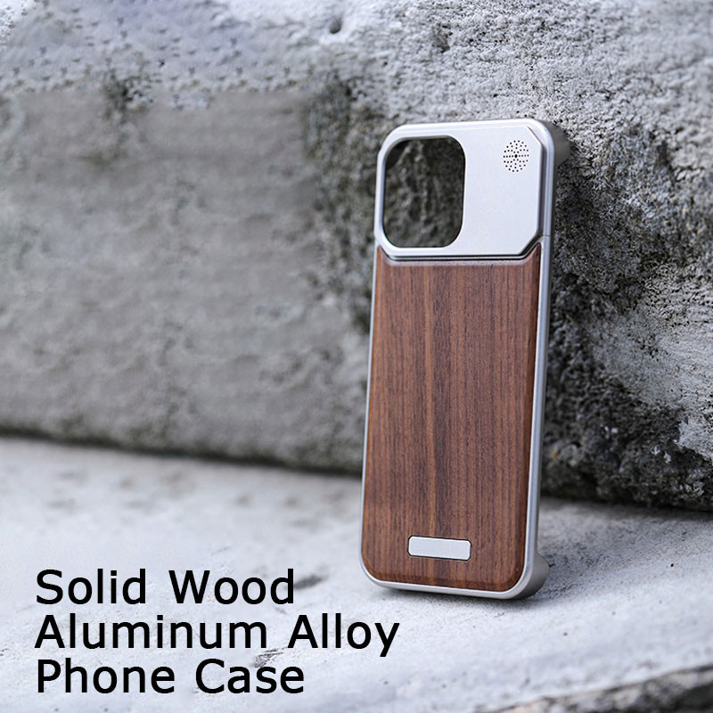 Kim Loại Gỗ Chắc Chắn Ốp Lưng Điện Thoại Iphone 14 15 16 17 Pro Max Hương Liệu Hợp Kim Nhôm Walnut Gỗ Mun Vỏ Điện Thoại Cho IPHON 14 15 Promax