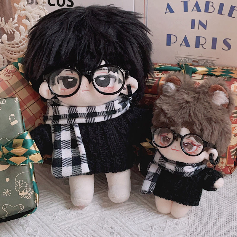 10cm Quần Áo Cho Bé 20cm Đẹp Trai Phong Cách Bạn Trai Áo Len Đen Khăn Thoáng Mát Cotton Búp Bê Quần Áo Mỡ Cơ Thể Có Thể wcin