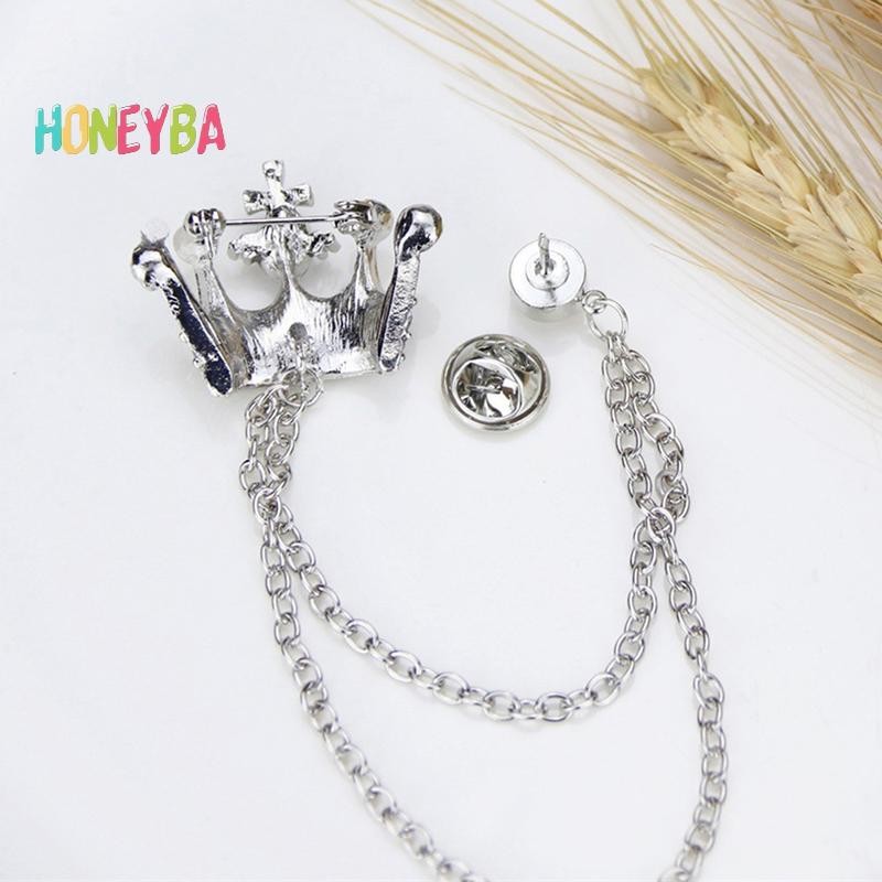 < Honeyba > Phong Cách Anh Quốc Dây Xích Vương Miện Trâm Phù Hợp Với sel Dây Xích Ve Áo Pin Huy Hiệu Retro Nam Phụ Kiện Tiệc Cưới Trang Sức Quà Tặng