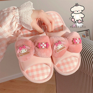 Xixitiao Dép Sanrio Nữ Dễ Thương HelloKitty Nhà Vải Lanh Cotton Đế Mềm