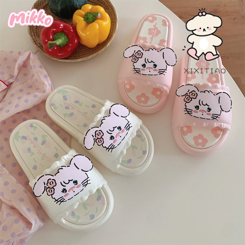 Xixitiaomikko Joint Sweet Floral Dép Mùa Hè Phong Cách Mới Nhật Bản Thỏ Dễ Thương Bên Ngoài Mặc Dép Thoải Mái Cô Gái Trái Tim