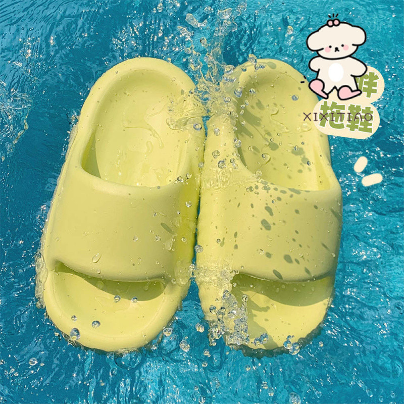 Xixitiao Thời Trang Influencer Màu Trơn Phong Cách Mới Dép Đi Trong Nhà Nữ Mùa Hè Thường Ngày Đơn Giản Đế Dày eva Shit Dép Dép
