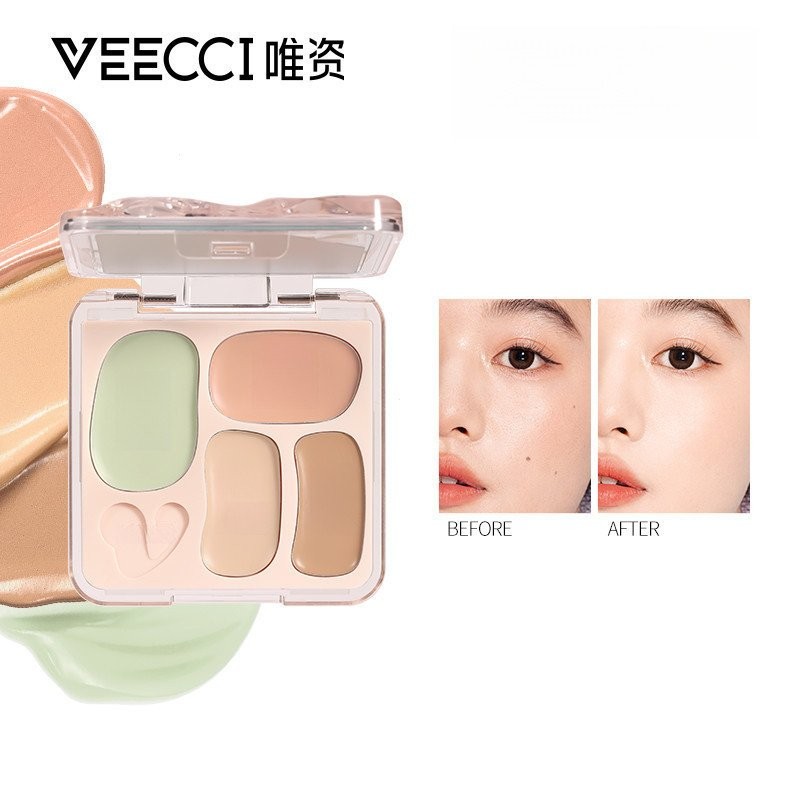 Bảng màu che khuyết điểm VEECCI bốn màu che quầng thâm vết mụn che lâu không bết dính VKNT