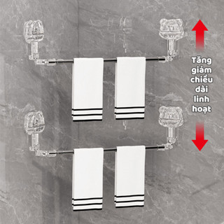 Giá Treo Khăn Nhà Tắm Cốc Hút Góc Tường Xoay 180 Độ, Thanh Treo Đa Năng Kèm Móc Tăng Giảm Chiều Dài NGÓI HOME - KNT03