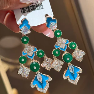 Handmade Phong Cách Mới Hình Quạt Cánh Hoa Bông Tai Bông Tai Sang Trọng Bán Buôn