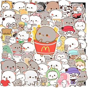 50 cái Sticker Mèo Mochi chống nước, Hình Dán Mochi Cat giá rẻ, decal Mochi dán mũ bảo hiểm, laptop, dán xe, vali