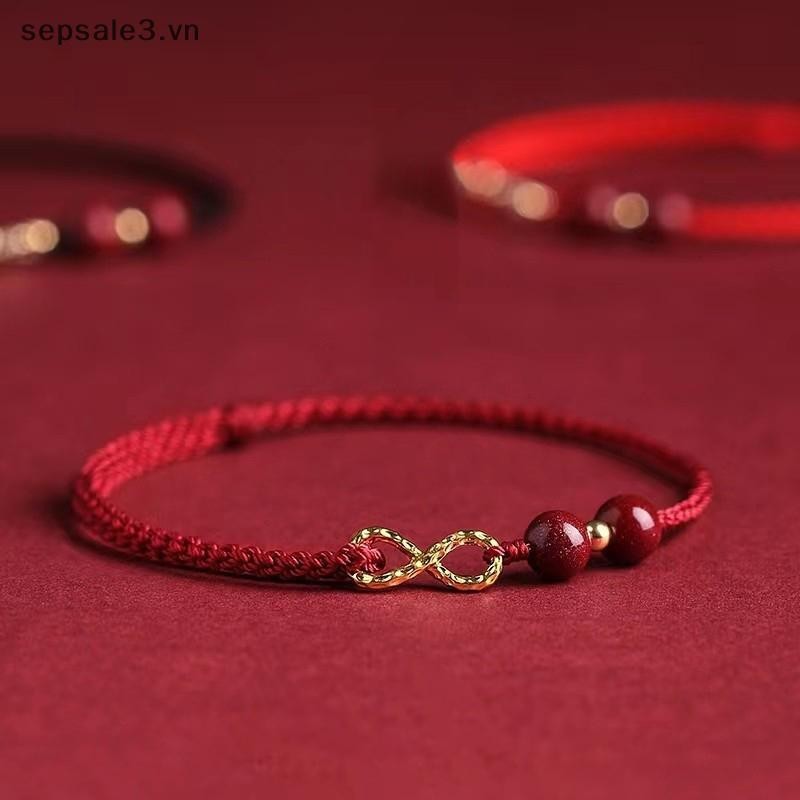# sepsale # Vòng tay may mắn đơn giản thời trang dành cho nam giới Biểu tượng thủ công Vòng tay cặp đôi Cinnabar Vòng tay hạt Quà tặng.