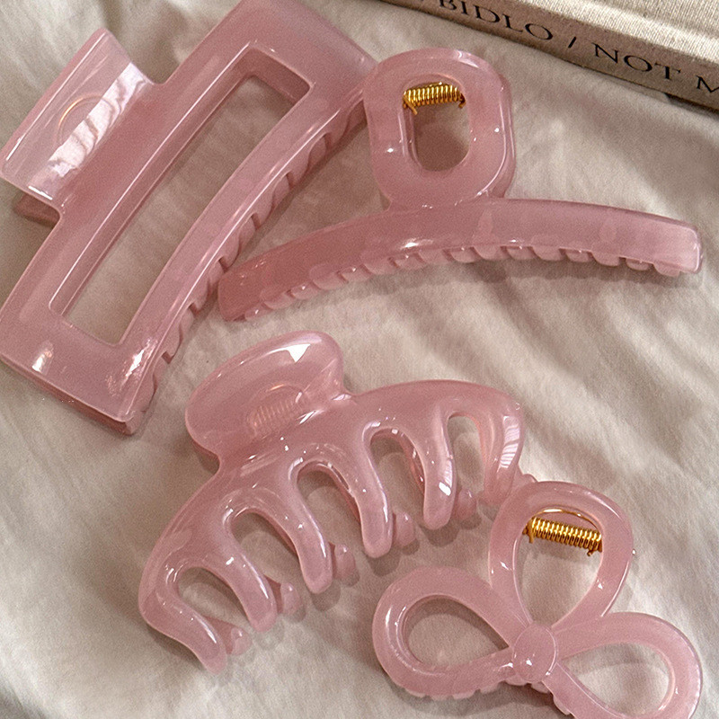 Kẹp Cá Mập Nữ Jelly Pink Kẹp Tóc Móng Vuốt Kẹp