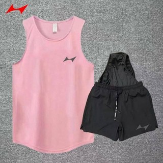 Hells Sports Waistcoat Suit Marathon Men's and Women's Track and Field Competition Training Running Quick-Drying Vest Shorts Set MjAC