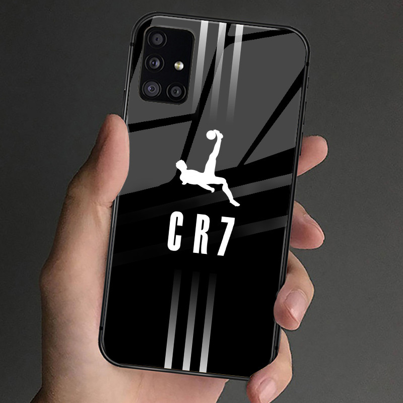 Ốp Điện Thoại Kính Cường Lực Cristiano Ronaldo CR7 01 Cho Samsung Galaxy Cover S24 ULTRA S23 S22 PLUS S21 S20 FE S10 S9