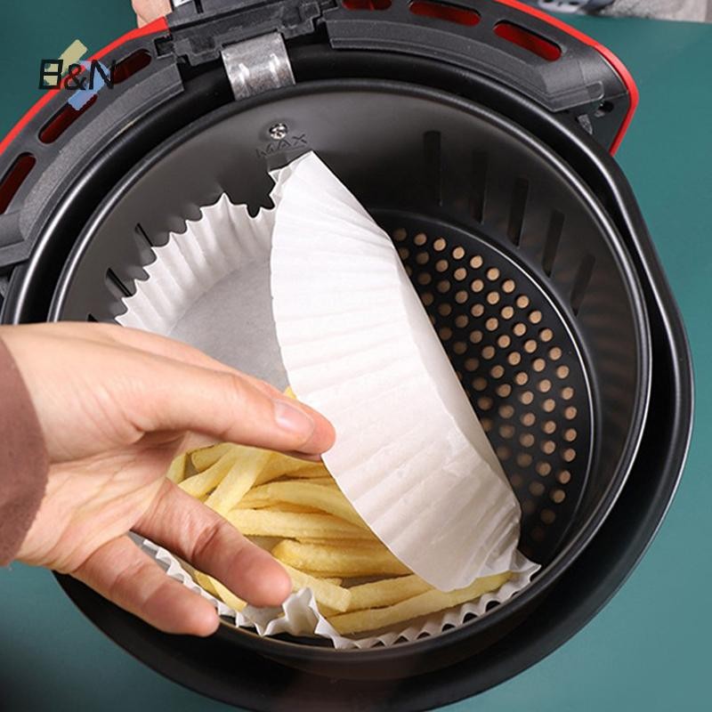 B & N Air Fryer Tấm lót giấy dùng một lần Thảm chống dính Máy hấp giấy tròn Thảm nướng bánh.