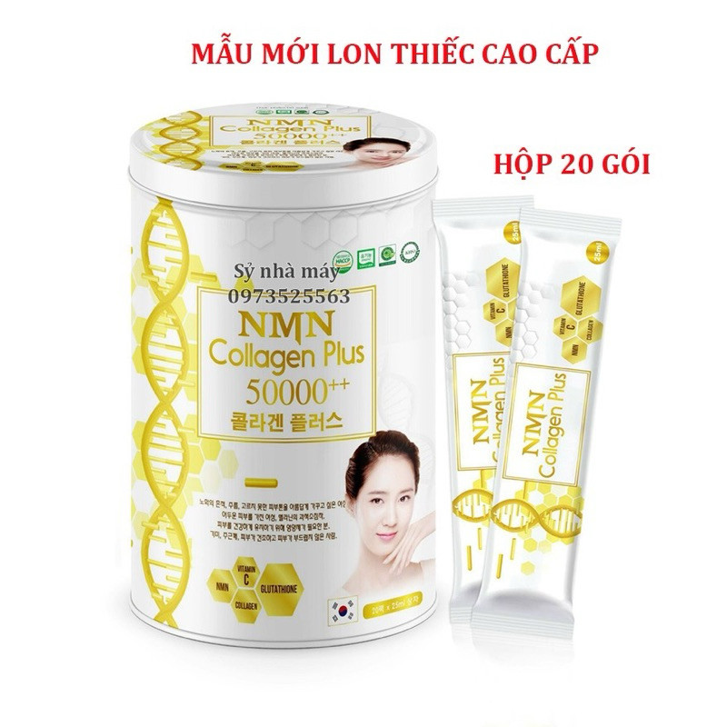 Nước uống trắng da mờ nám NMN 50000+,38000,36000 Hộp 20 gói có chứa Glutathione, Collagen nano + Vitamin C