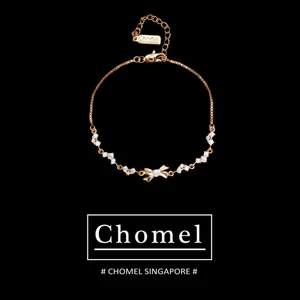 Chomel Singapore Vòng tay bạc S925 hình nơ cho phụ nữ, trang sức nhẹ nhàng đa năng, quà sinh nhật cho sinh viên CH4E