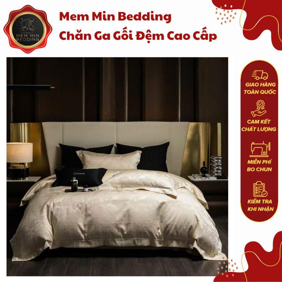 (L41378)Bộ Chăn Ga Gối Chất Liệu Lụa Cao Cấp Họa Tiết Độc Bản Vẻ Đẹp Kiêu Sa Thiết Kế Tinh Tế -  Memminbedding Luxury