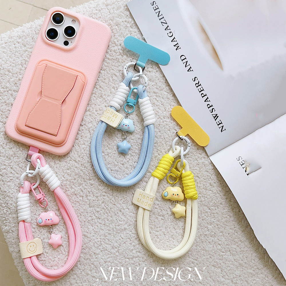 Búp Bê Dễ Thương Nhãn Đám Mây Mặt Dây Chuyền Điện Thoại, Kẹp Lưng, Dây Đeo Cổ Tay Ngắn, Dày Và Chắc Chắn