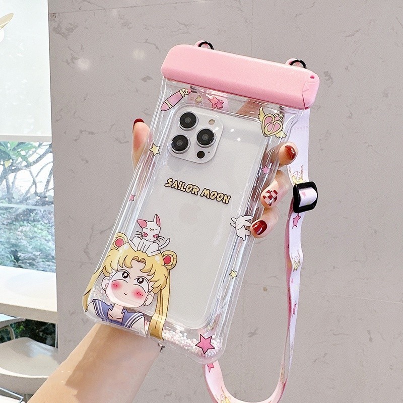 Túi đựng điện thoại chống nước Doremon dễ thương Màn hình cảm ứng chống mưa Túi đựng điện thoại di động dưới nước