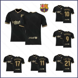 Sy3 2020-2021 Áo bóng đá sân khách Barcelona FCB Áo thun Unisex Áo Messi Suarez Dembele Griezmann De Jong Loose Plus
