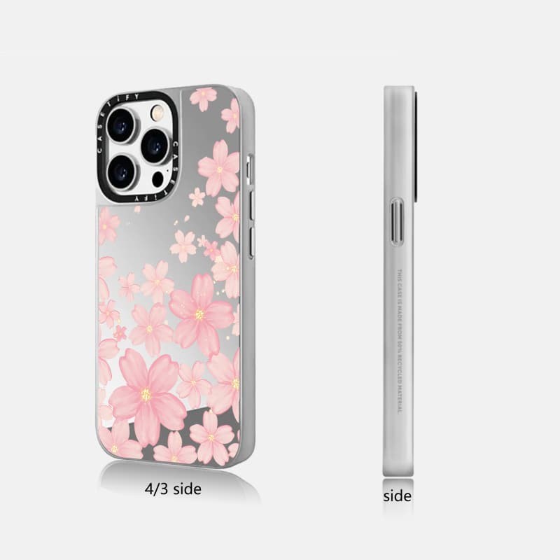 CASETiFY X Hoa Năm Cánh Hút Từ Tính Đen & Bạc Gương iPhone IPhone 16 15 14 13 12 Pro Max Plus Ốp điện thoại Cứng Có Hộp Khắc logo