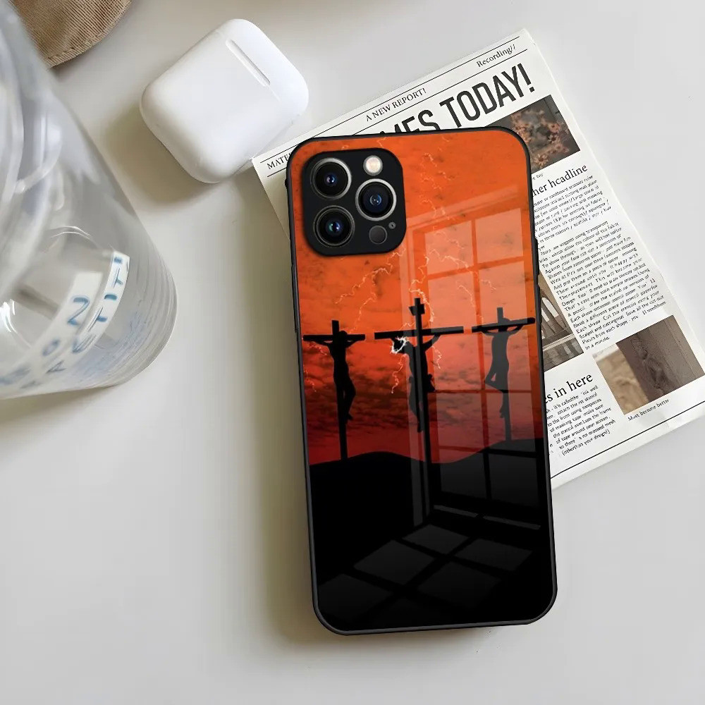 Ốp Điện Thoại Chữ Thập BK-1 Chúa Giêsu Kitô Cho Iphone 17,15 14 13 12 Pro Max 11 Mini X Xr Xs 8 Puls Kính