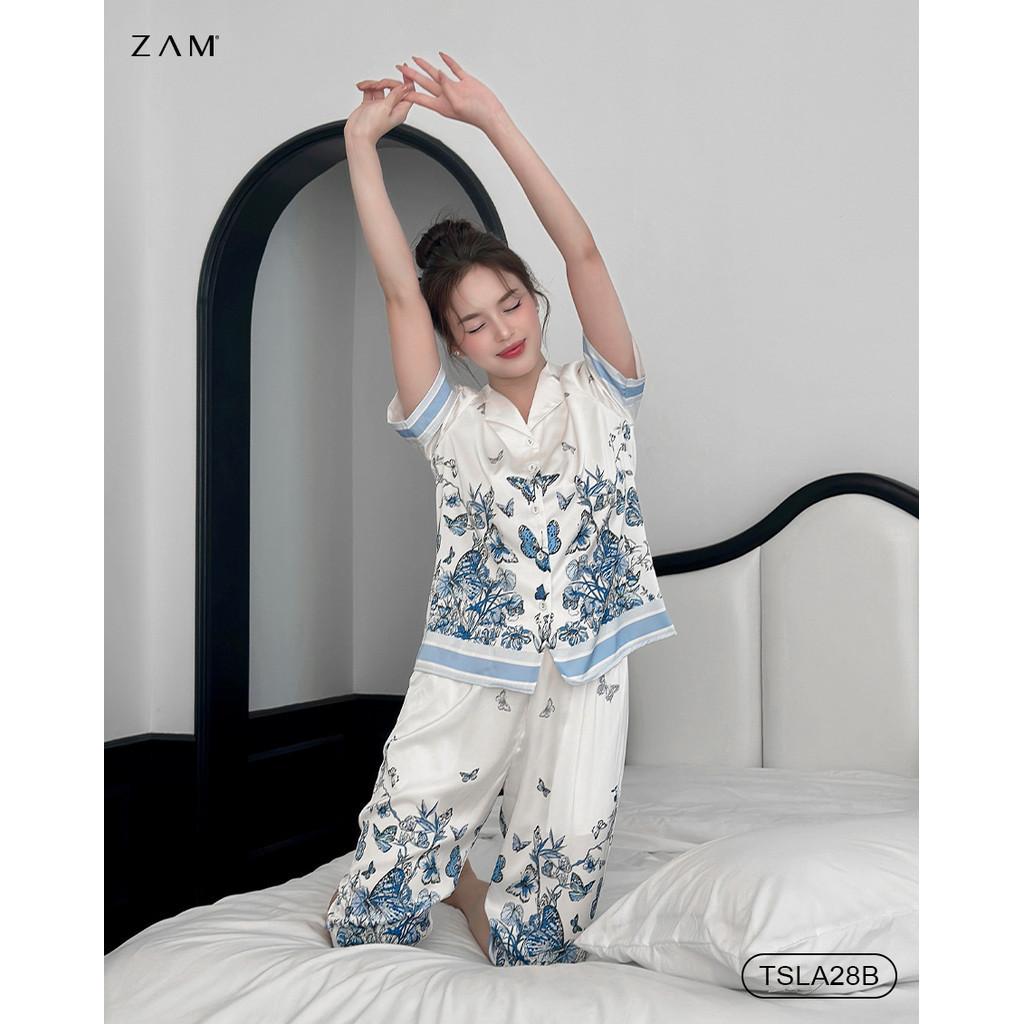 Ảnh BỘ MẶC NHÀ SHE BY ZAM - TSLA28B - BỘ NGẮN TAY QUẦN LỬNG SẮC XUÂN XANH 2
