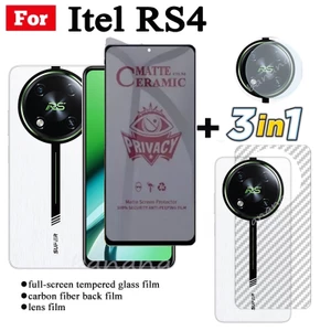 Kính cường lực 3in1 itel RS4 cho itel RS 4 R S4 P55 S24 S23 A70 P55 + Bảo vệ màn hình bằng gốm chống gián điệp và ống kính máy ảnh Bảo vệ màn hình kính và màng mặt sau
